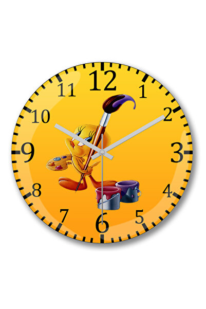 BASKI DÜNYASI Ceas de perete cu pictură Looney Tunes Tweety din sticlă autentică