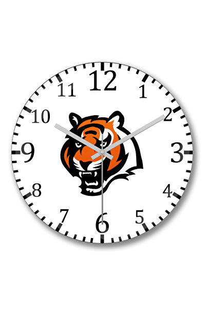 BASKI DÜNYASI Ceas de perete Cincinnati Bengals din sticlă autentică bombată
