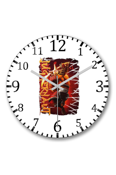 BASKI DÜNYASI ساعة حائط Jugguernaut Dota من الزجاج الحقيقي المنحني