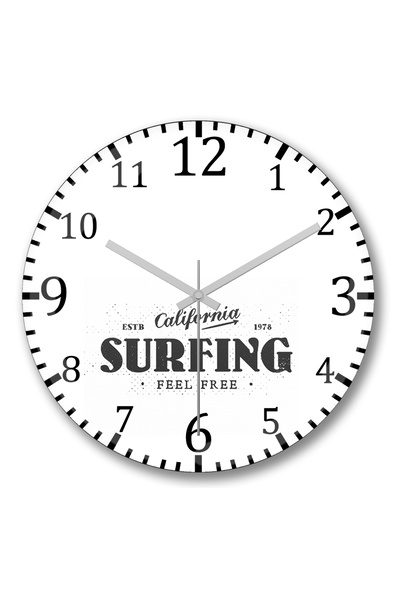 BASKI DÜNYASI كاليفورنيا ركوب الأمواج لا تتردد في ساعة الحائط المنحنية من الزجاج الحقيقي