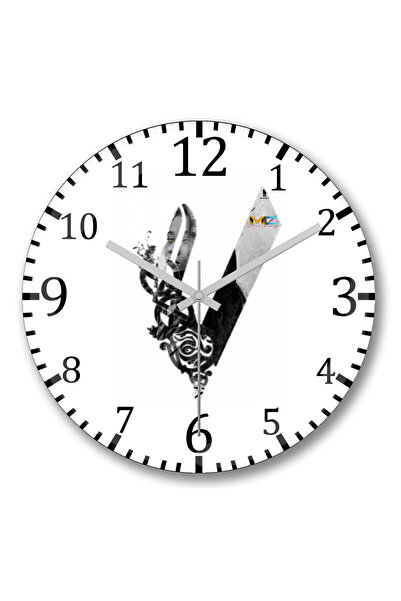 BASKI DÜNYASI ساعة حائط ناتاليا فايكنغ من الزجاج الحقيقي المنحني