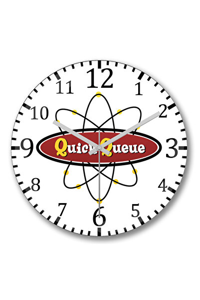 BASKI DÜNYASI Ceas de perete cu logo Atomic Symbol Quck Queue din sticlă autentică bombată