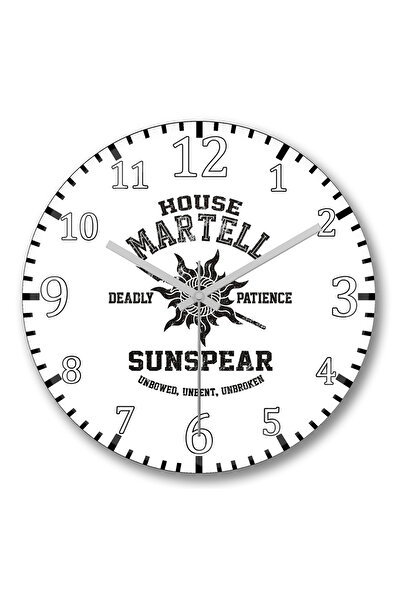 BASKI DÜNYASI ساعة حائط جيم أوف ثرونز هاوس مارتيل من الزجاج الحقيقي المنحني