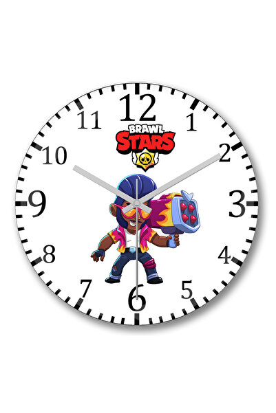 BASKI DÜNYASI ساعة حائط براول ستارز بروك من الزجاج الحقيقي المنحني