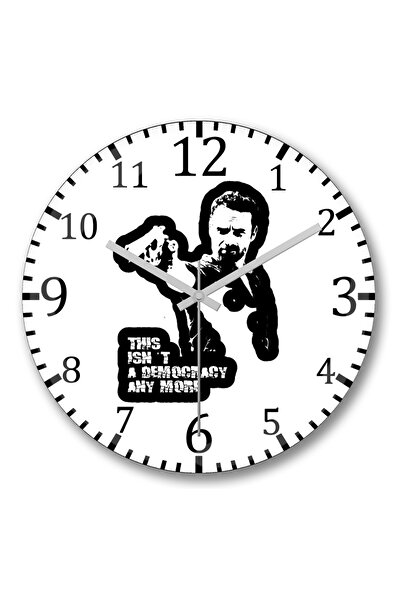 BASKI DÜNYASI هذه ليست ديمقراطية بعد الآن، ساعة حائط من الزجاج الحقيقي المنحني