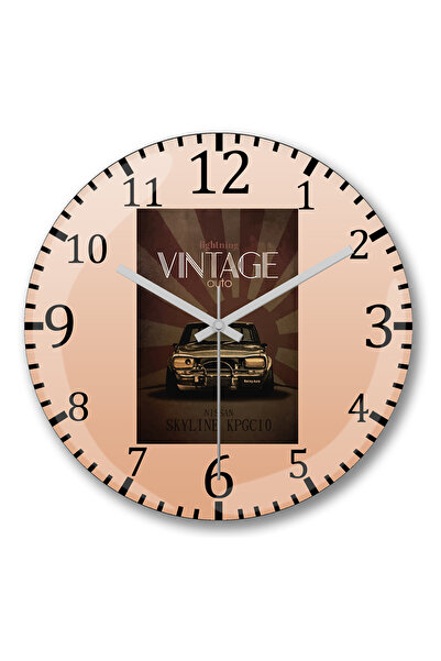 BASKI DÜNYASI Ceas de perete Skyline Vintage din sticlă autentică bombată