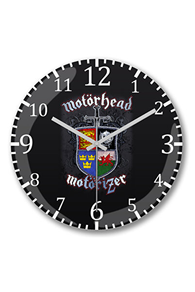 BASKI DÜNYASI ساعة حائط موتورهيد موتوريزر من الزجاج الحقيقي المنحني