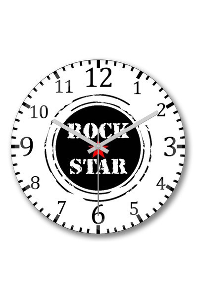 BASKI DÜNYASI Ceas de perete Rock Star Red Star din sticlă autentică bombată