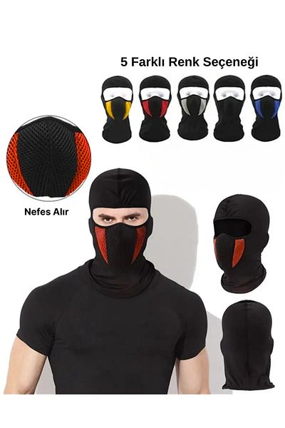 Breen Red-Black Face Mask for Motorists - Face Protector from Cold, Wind and Sun