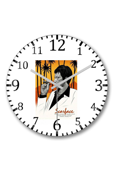 BASKI DÜNYASI Ceas de perete Scarface din sticlă autentică bombată