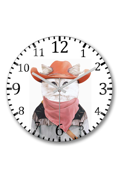 BASKI DÜNYASI pisică Ceas de perete Rodeo Cat din sticlă curbată