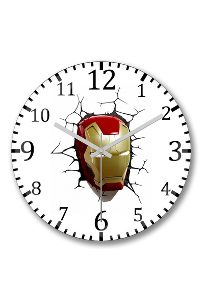 BASKI DÜNYASI ساعة حائط Homem De Ferro من الزجاج الحقيقي المنحني