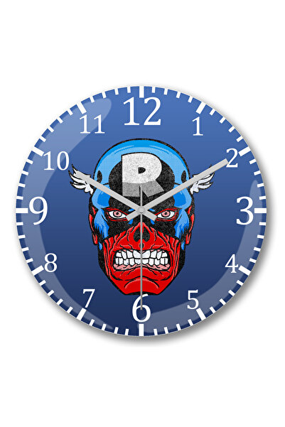 BASKI DÜNYASI Ceas de perete Captain America din sticlă autentică bombată