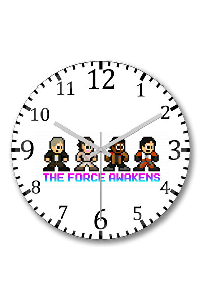 BASKI DÜNYASI ساعة حائط The Force Awakens Bits من الزجاج الحقيقي المنحني