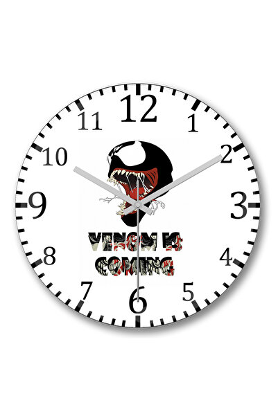 BASKI DÜNYASI ساعة حائط Venom is Coming من الزجاج الحقيقي المنحني