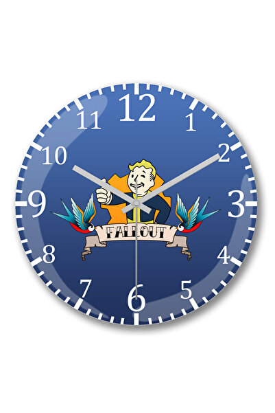 BASKI DÜNYASI ساعة حائط Fallout 0 من الزجاج الحقيقي المنحني