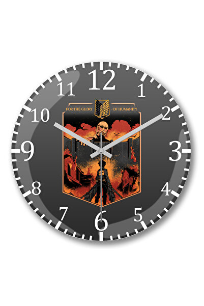 BASKI DÜNYASI هجوم على تيتان من أجل مجد الإنسانية ساعة حائط من الزجاج الحقيقي المنحني