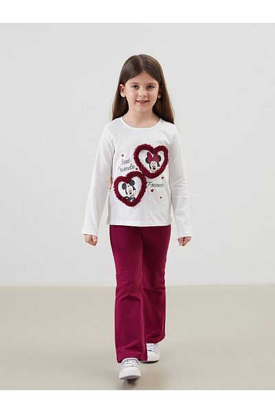 LC Waikiki Lcw Printed Girl's T-Shirt and Sweatpants Bottom 2-Pack Fast Fashion