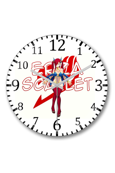 BASKI DÜNYASI ساعة حائط من Fairy Tail Erza Scarlet Anime Manga من الزجاج الحقيقي المنحني