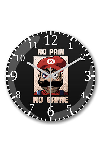 BASKI DÜNYASI Ceas de perete No Pain No Game din sticlă autentică bombată