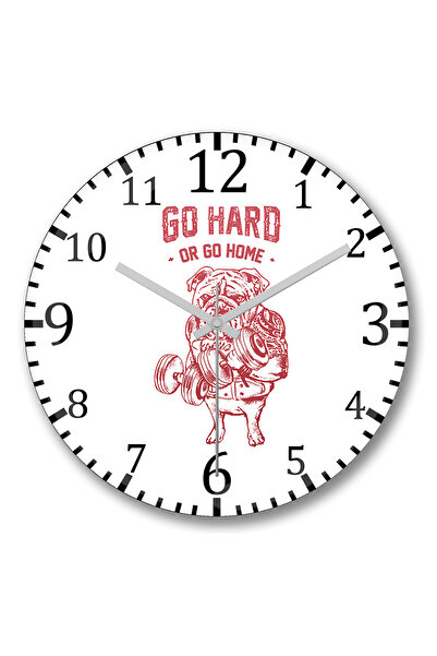 BASKI DÜNYASI Ceas de perete Pug bodybuilder din sticlă autentică bombată