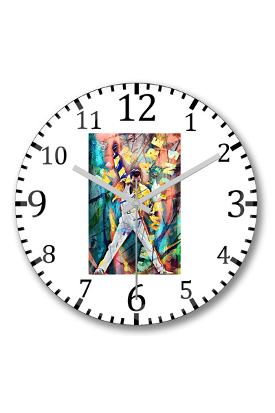 BASKI DÜNYASI ساعة حائط فريدي ميركوري من الزجاج الحقيقي المنحني