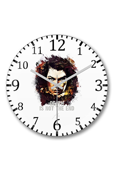 BASKI DÜNYASI الموت ليس نهاية أليس ساعة الحائط الزجاج الحقيقي المنحني