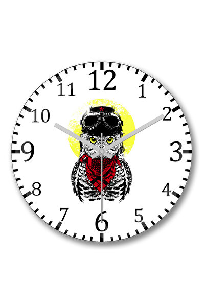 BASKI DÜNYASI شروق الشمس البومة 1 ساعة الحائط المنحنية الزجاج الحقيقي