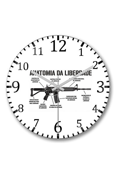 BASKI DÜNYASI ساعة حائط Anatomia da Liberdade من الزجاج الحقيقي المنحني