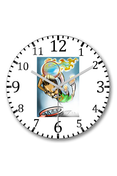 BASKI DÜNYASI سلة ساعة حائط صلبة من الزجاج الحقيقي المنحني