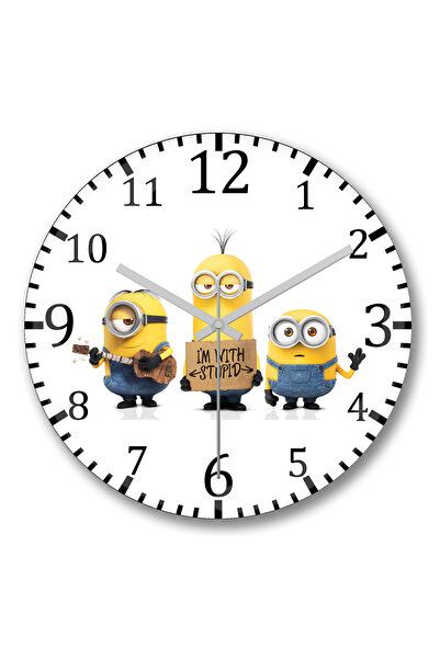 BASKI DÜNYASI Ceas de perete Minions4 din sticlă autentică bombată