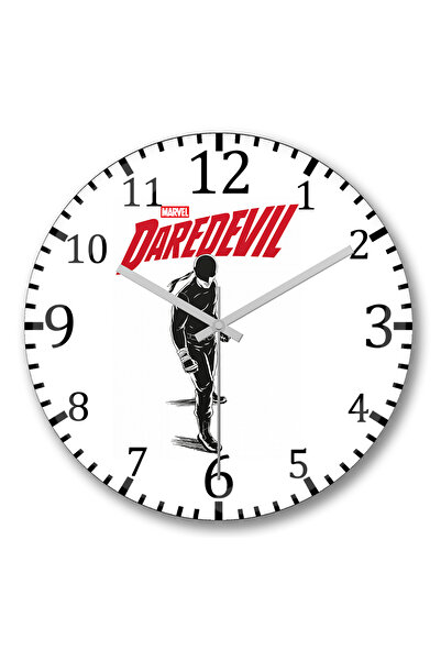 BASKI DÜNYASI ساعة حائط Demolidor Justice II Marvel من الزجاج الحقيقي المنحني