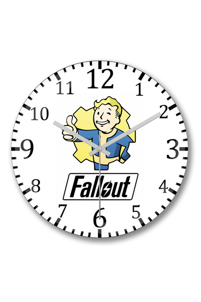 BASKI DÜNYASI ساعة حائط Fallout Vault Boy من الزجاج الحقيقي المنحني