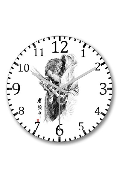 BASKI DÜNYASI Zatoichi رسم شفرة ساعة الحائط الزجاج الحقيقي المنحني