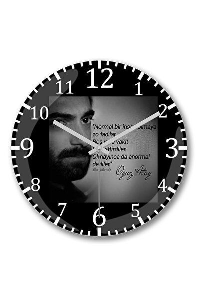 BASKI DÜNYASI Ceas de perete Oğuz Atay cu cuvântul de promisiune din sticlă a...