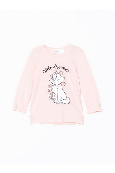 LC Waikiki Lcw Kids Pink Crew Neck Printed Girls' Pajamas Set