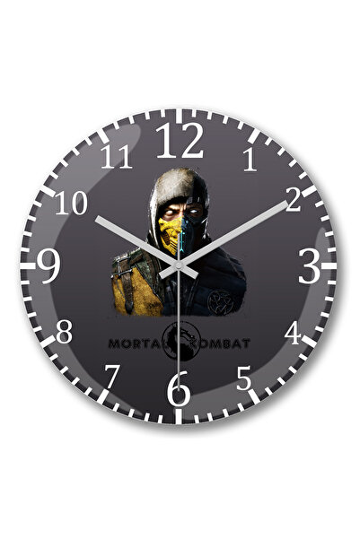 BASKI DÜNYASI ساعة حائط مورتال كومبات 1 من الزجاج الحقيقي المنحني