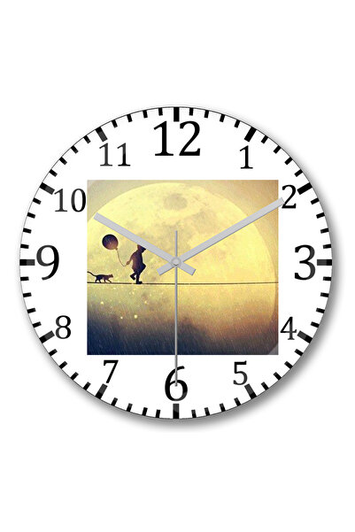 BASKI DÜNYASI ساعة حائط للأطفال على شكل حبل مع بالونات من الزجاج الحقيقي المنحني