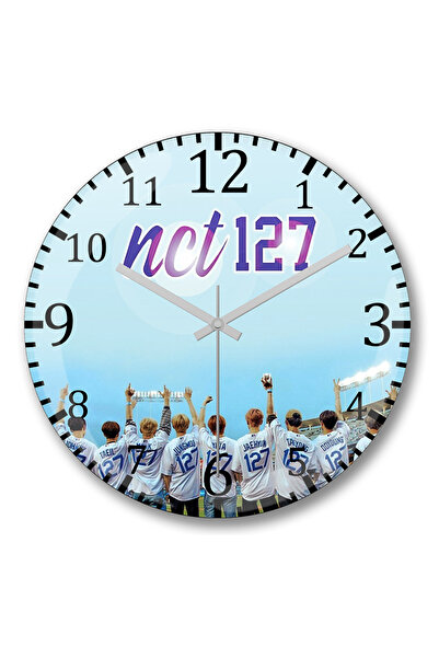 BASKI DÜNYASI Nct127 ساعة حائط من الزجاج الحقيقي المنحني