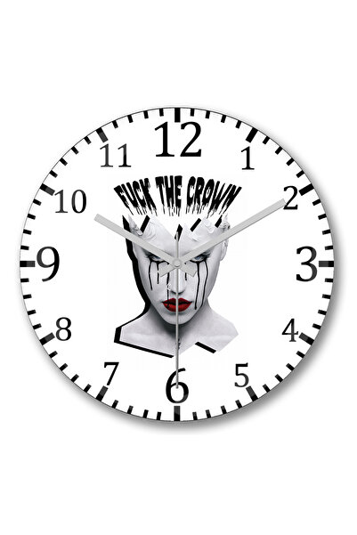 BASKI DÜNYASI Ceas de perete Fuck The Crown din sticlă reală bombată