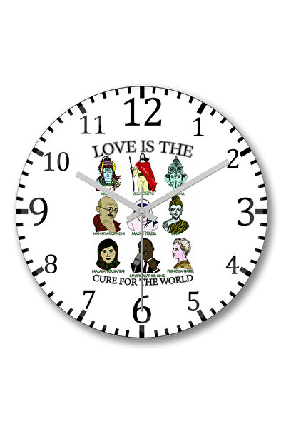 BASKI DÜNYASI ساعة حائط Amor e a Cura من الزجاج الحقيقي المنحني