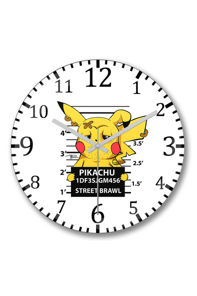 BASKI DÜNYASI ساعة حائط بيكاتشو باد بوي بوكيمون من الزجاج الحقيقي المنحني