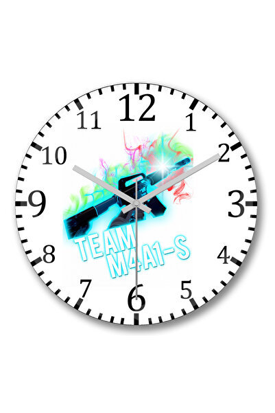 BASKI DÜNYASI Ceas de perete Cs Go Counter Strike Team M4A1-S din sticlă autentică bombată