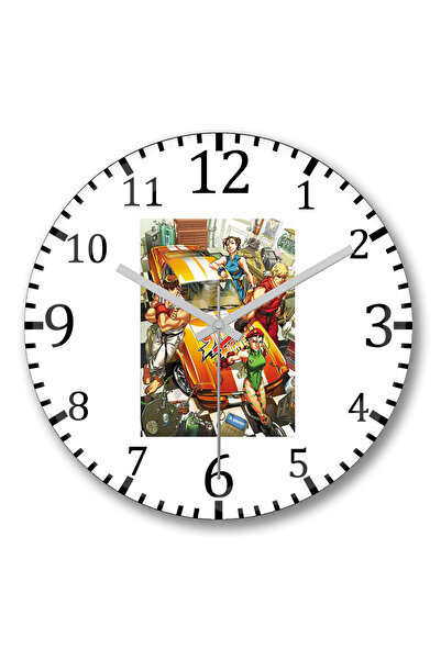 BASKI DÜNYASI Ceas de perete Streef Fighter Urbano din sticlă autentică bombată