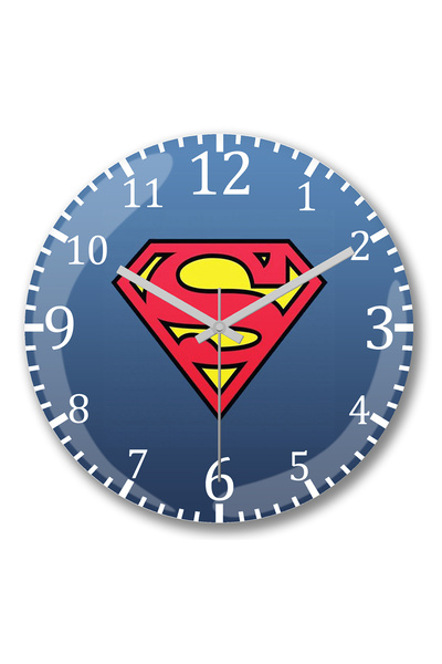 BASKI DÜNYASI ساعة حائط سوبر مان من الزجاج الحقيقي المنحني