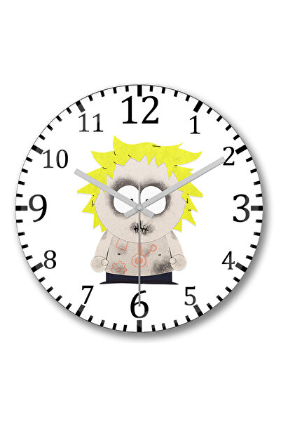 BASKI DÜNYASI ساعة حائط ساوث بارك إريك كارتمان من الزجاج الحقيقي المنحني