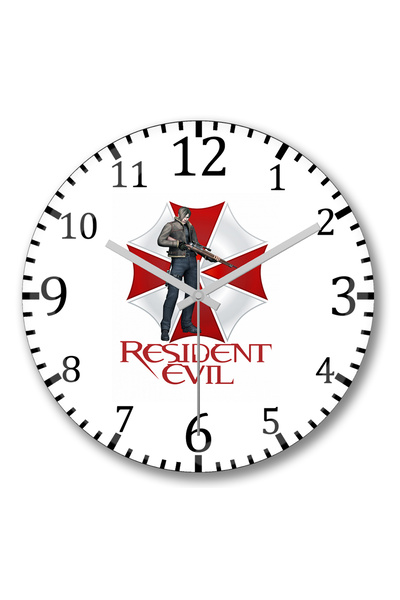 BASKI DÜNYASI ساعة حائط Resident Evil 1 من الزجاج الحقيقي المنحني