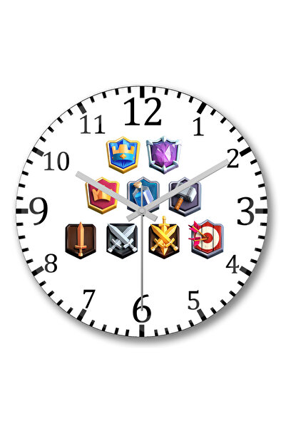 BASKI DÜNYASI ساعة حائط Clash of Clans من الزجاج الحقيقي المنحني