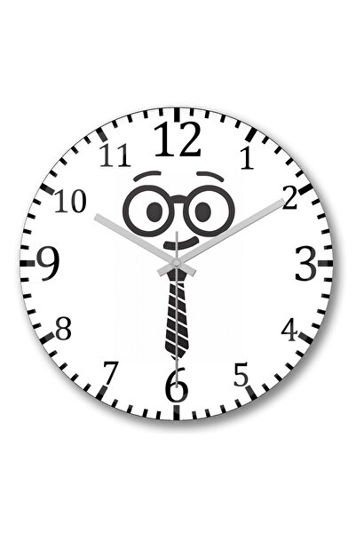 BASKI DÜNYASI ساعة حائط Gravata Nerd Tie من الزجاج الحقيقي المنحني