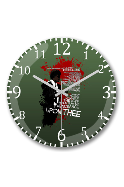 BASKI DÜNYASI Pulp Fiction My Name Is The Lord ساعة حائط من الزجاج الحقيقي المنحني